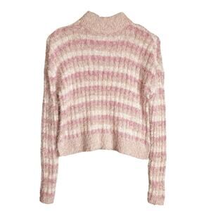 Y2K Candies Eyelash Sweater Womens Small Stretch Mock Neck Pink Striped Coquette